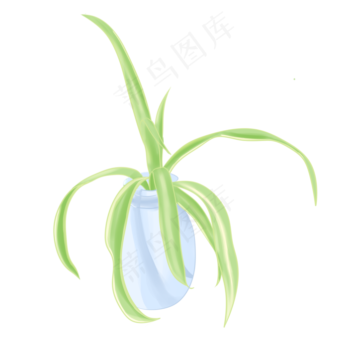绿植手绘花瓶吊兰(2050X2050(DPI:299))psd模版下载