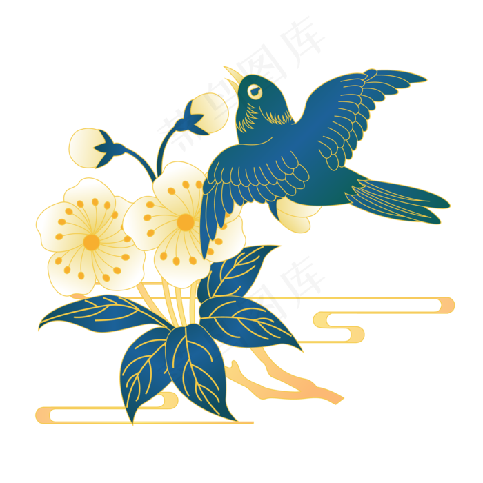 国潮花鸟中国风,免抠元素(2480X3508(DPI:300))ai矢量模版下载