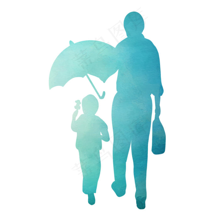 父亲节小孩父亲背影剪影躲雨
