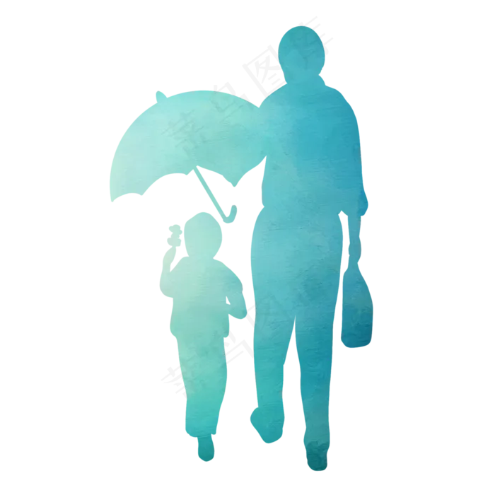 父亲节小孩父亲背影剪影躲雨(2048X2048(DPI:132))psd模版下载