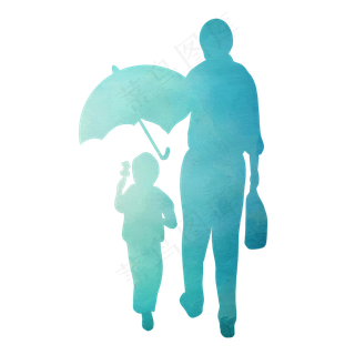 父亲节小孩父亲背影剪影躲雨