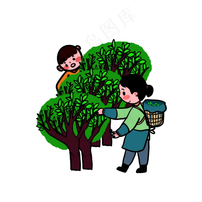 二十四节气习俗谷雨摘茶谷雨茶P(2000X2000(DPI:300))psd模版下载