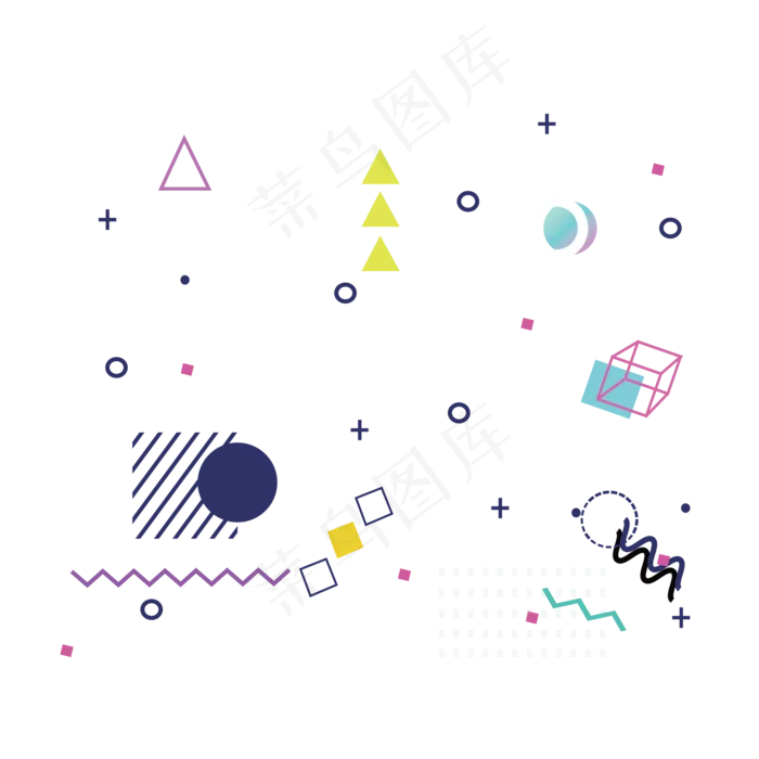 可爱孟菲斯创意设计图案(523X523)eps,ai矢量模版下载