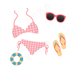扁平手绘泳衣比基尼矢量