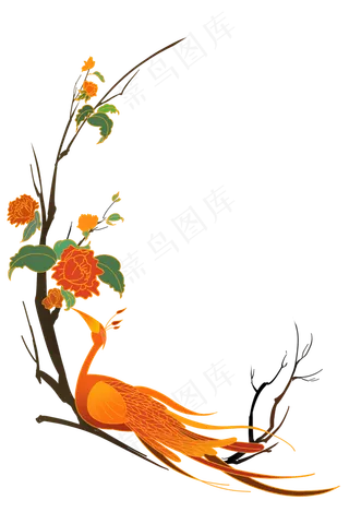 树枝上的凤凰,免抠元素