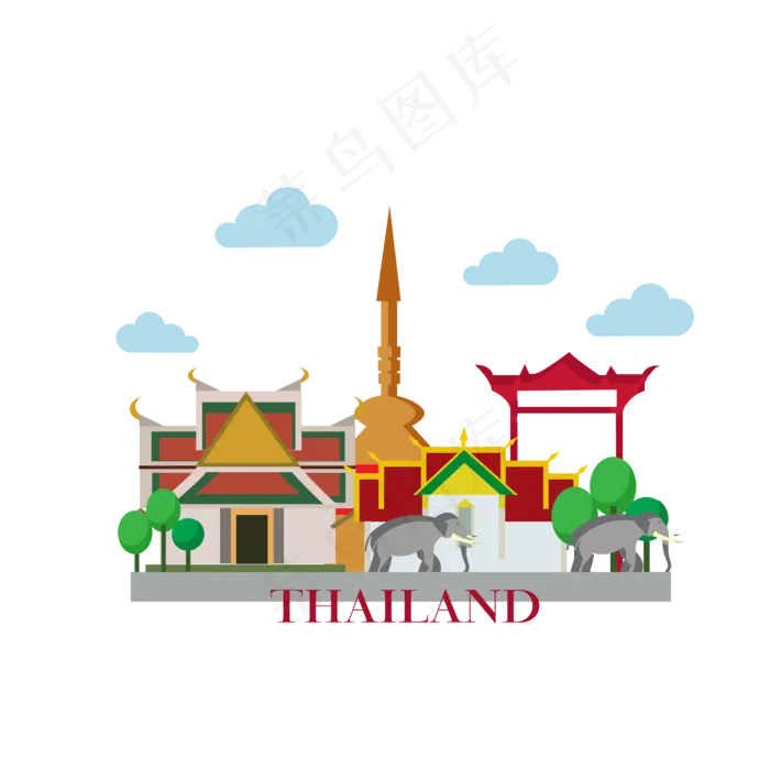 泰国曼谷景点地标建筑,免抠元素(3500*3500px 300 dpi )psd模版下载