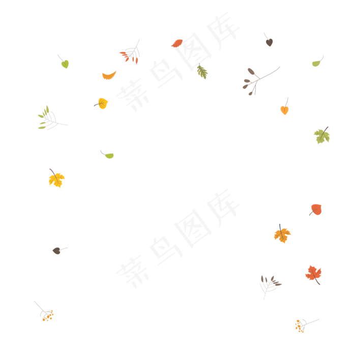 感恩节漂浮植物矢量图,免抠元素