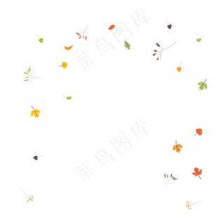 感恩节漂浮植物矢量图,免抠元素