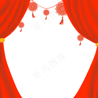 新年红色中国结装饰帷幕边框,免抠元素