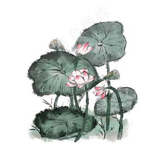 水墨荷花中国风元素