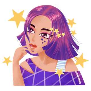 卡通三八妇女节美丽女性之叛逆女,免抠元素