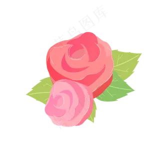 小清新手绘矢量粉玫瑰花