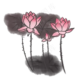 中国传统水墨荷花