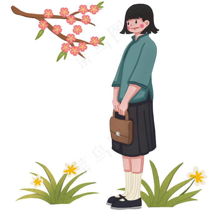 青年节民国青年树下的女生