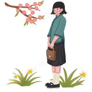 青年节民国青年树下的女生