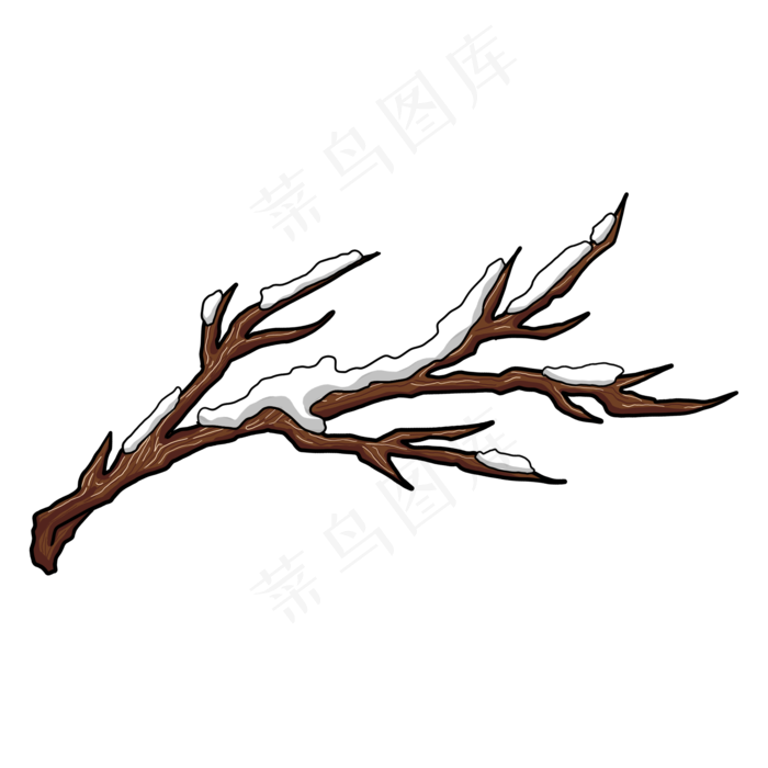手绘落雪的树枝