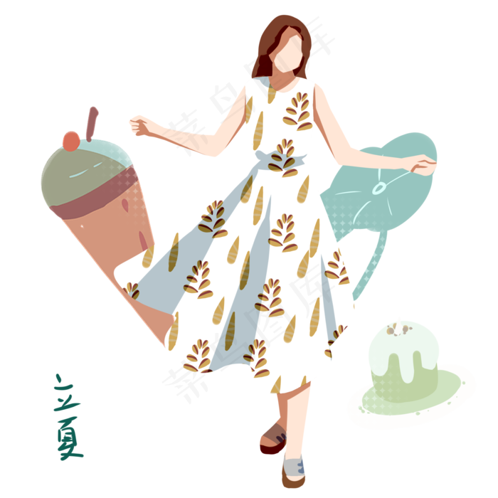 立夏吃冰淇淋插画