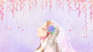 粉色小清新唯美浪漫卡通春季花季雨水配图