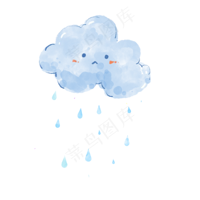 水彩风下雨小云朵(2048X2048(DPI:132))psd模版下载