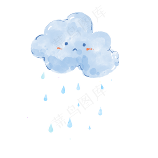 水彩风下雨小云朵