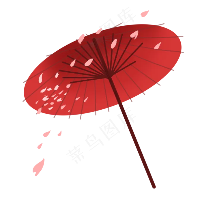 樱花花瓣装饰的红伞,免抠元素