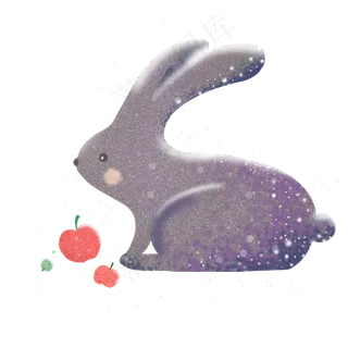 梦幻紫色系兔子,免抠元素