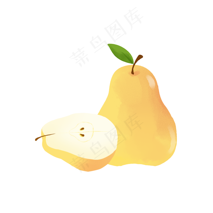 水彩风可爱黄色大鸭梨矢量