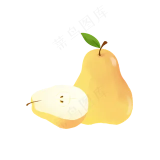 水彩风可爱黄色大鸭梨矢量