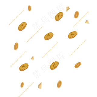 漂浮的金币雨,免抠元素