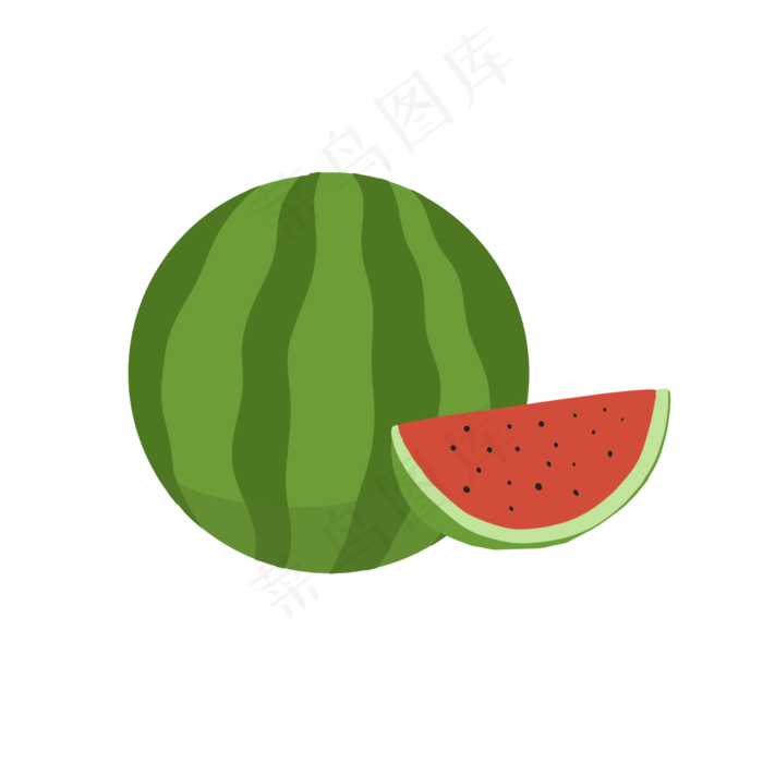 西瓜水果卡通插画手绘