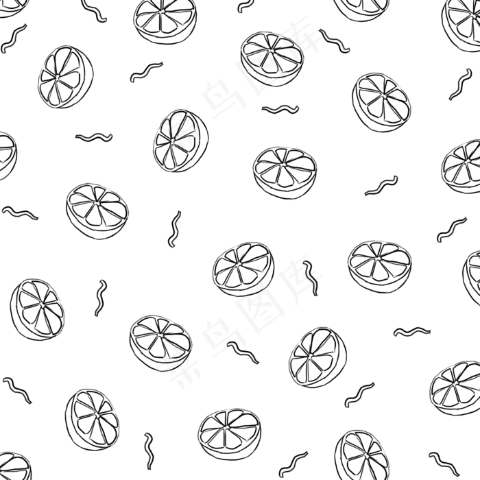 夏日水果小清新手绘线条橙子(2480X2480(DPI:300))psd模版下载