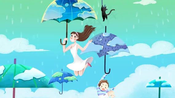 蓝色系卡通手绘风环境保护配图 蓝色系卡通手绘风环境保护配图