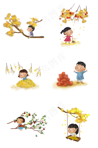 立秋秋天丰收男孩和女孩