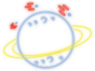 外星元素科技感手绘矢量发光霓虹,免抠元素