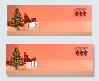 C4D圣诞节喜庆温暖电商banner