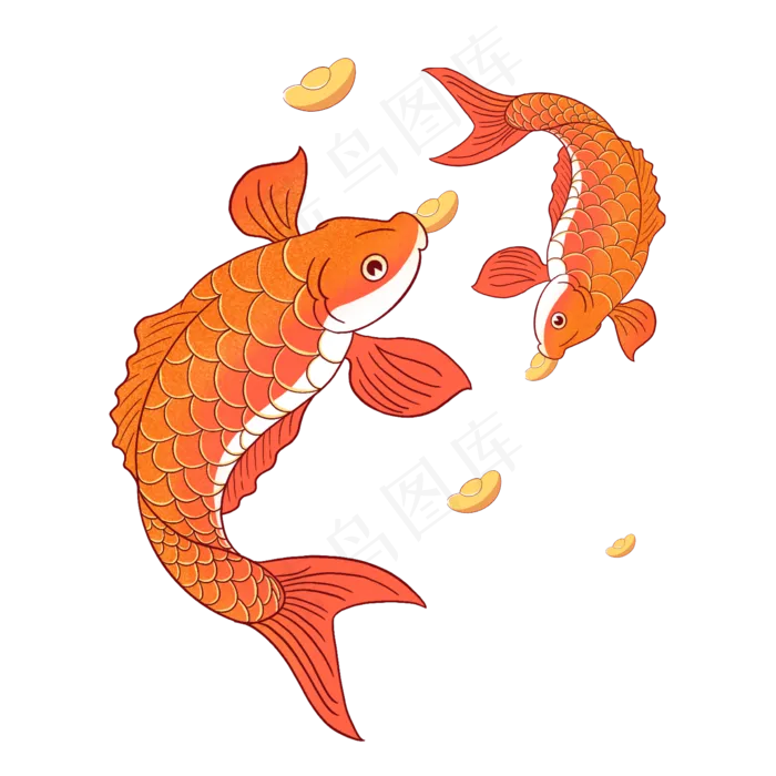 中国风锦鲤,免抠元素(2388X2388(DPI:132))psd模版下载