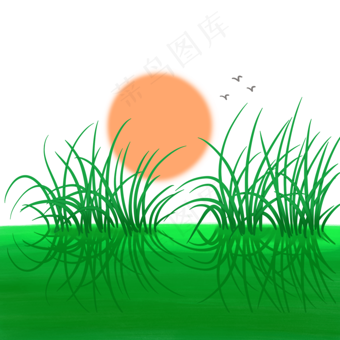 草地绿色植物红日(2000X2000(DPI:300))psd模版下载