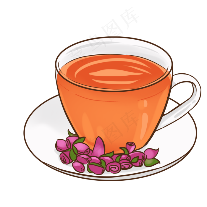 养生饮料玫瑰茶插画