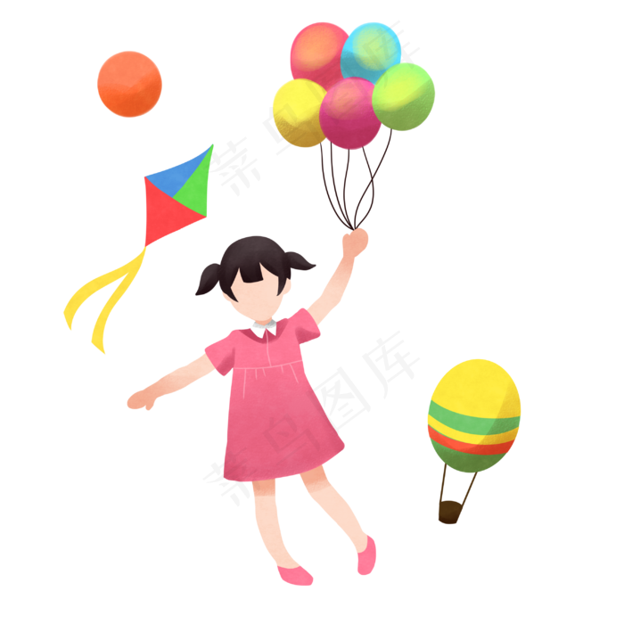 手拿气球小女孩