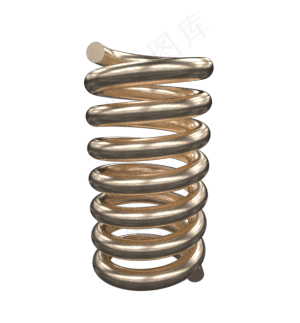 弹簧玫瑰金写实金属弹簧拉伸图装