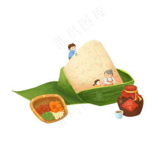 端午节包粽子的小人儿