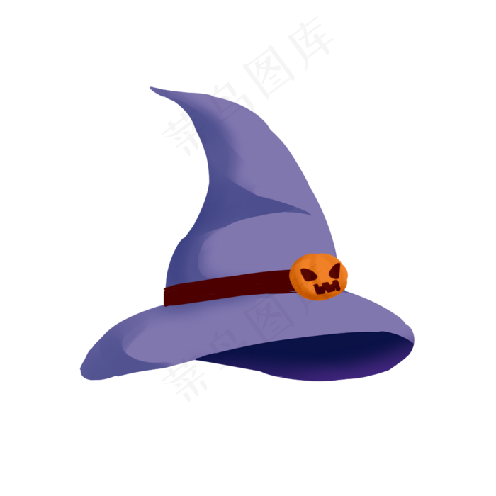 万圣节南瓜巫女帽子插画,免抠元素