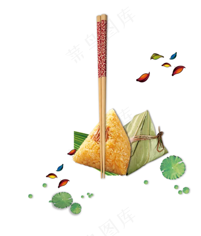 免抠卡通手绘端午节粽子荷叶装饰(2000X2344(DPI:150))psd模版下载