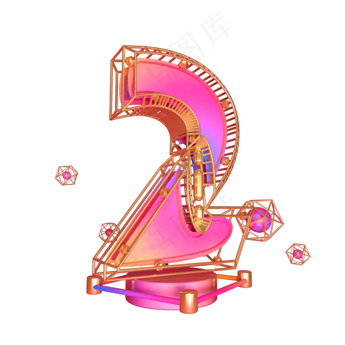 炫彩粉金色倒计时2艺术字(2000*2000px)psd模版下载