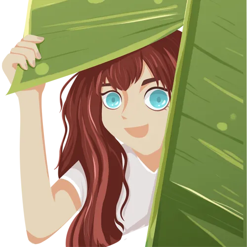 手绘卡通叶子下的女孩免扣元素(500X500(DPI:72))psd模版下载