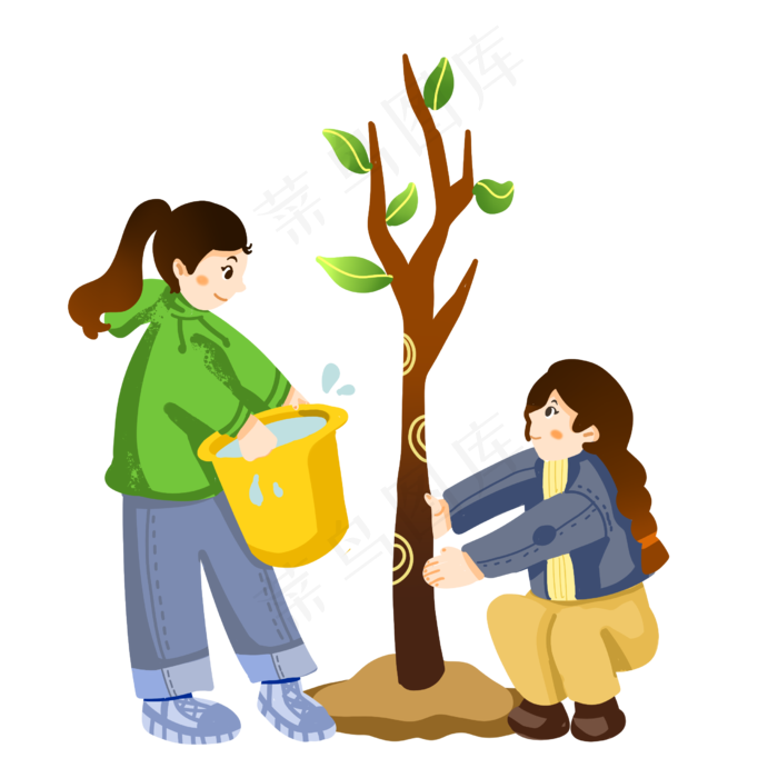 植树节植树的小女孩