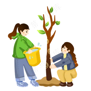 植树节植树的小女孩