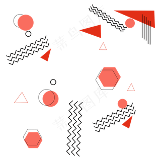 简约几何图案孟菲斯,免抠元素