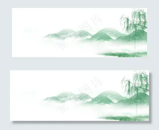 清明节阴雨水墨banner