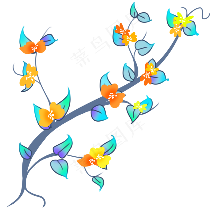 唯美蝴蝶花藤(2000X2000(DPI:300))psd模版下载